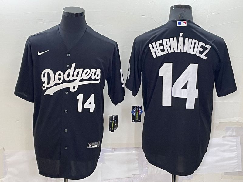 Men Los Angeles Dodgers #14 Hernandez Black Inversion Nike 2022 MLB Jersey->los angeles dodgers->MLB Jersey